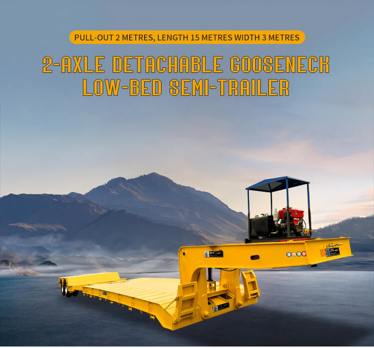 2-akselinen 120 tonnin hydraulinen irrotettava hanhenkaulainen perävaunu