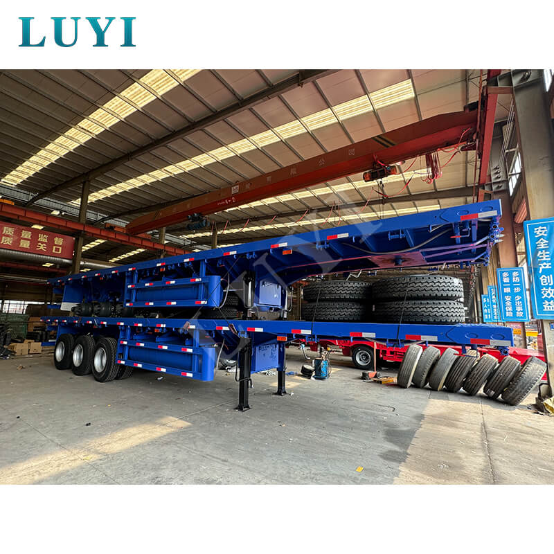 3-akselinen 4-jalkainen 50 tonnin lavapuoliperävaunu