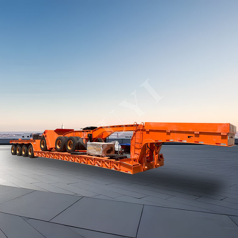 4-akselinen 100-tonninen Gooseneck-matala-puoliperävaunu